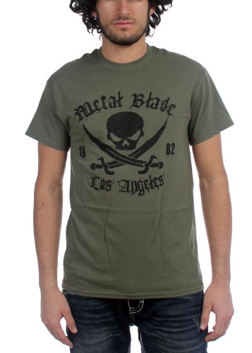Metal Blade Records Pirate le logo de Men T-shirt vert militaire en vert militaire, Small, Military Green