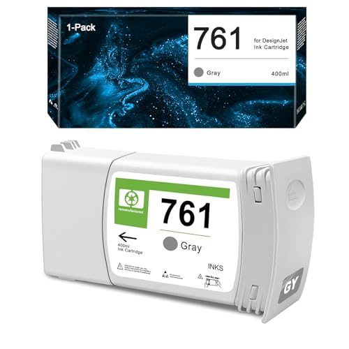 Image of KSUMEI 761 Ink Cartridge 400ml Compatible with HP 761 DesignJet Z6200 Z6600 Z6800 T7100 T7200 (Gray)