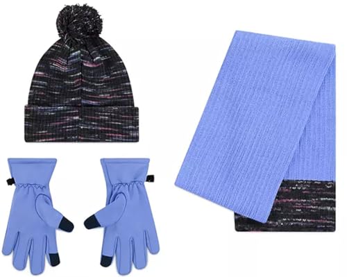 Hurley Kids' One and Only Beanie, Scarf and Glove Set, Purple & Black, 8/202