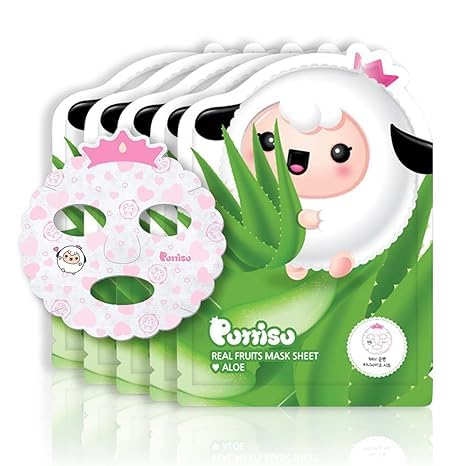 Miniatura 1 de Puttisu Mascarilla facial de fruta real para niños hecha con 100 algodón hidrata calma e hidrata la piel Aloe paquete de 5