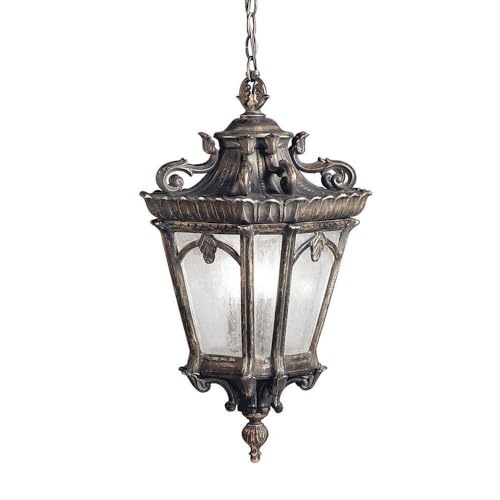 Tournai 99" 3 Light Outdoor Pendant Light with Clear Seeded Glass in Londonderry