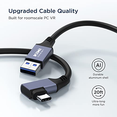 KIWI design Link Kabel 5Gbps, Link Kabel USB 3.0, Flexibles Kabel 6m Kompatibel mit Quest 2/PICO/PSVR2; USB A auf USB C, Schwarz – Bild 3