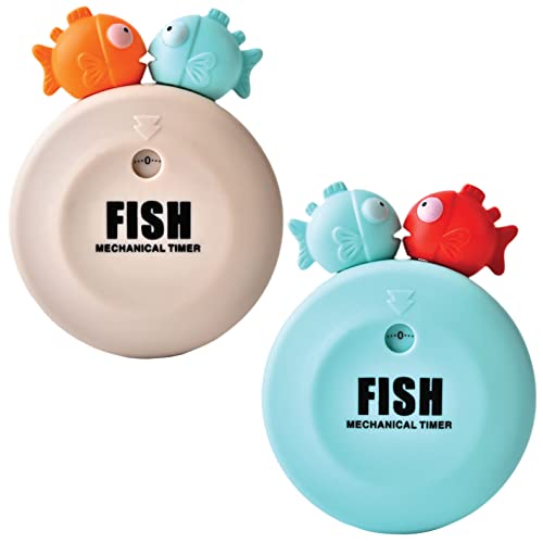 J-Artdope Timer for Kids,Magnetic Kitchen Timer,60-Minute Visual Timer,Cute Mechanical Timers for Classroom,Cooking,Reading,Gym,(Bobofish)-2 Pack