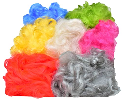 Image of M.G Enterprise Merino Felting Wool Roving Combo 350 gm (50 gm Each). Best Used with Felt Needles, Needle Felting Pad,Wet Felting, Good for Felted Characters Making, Blending and Weaving.
