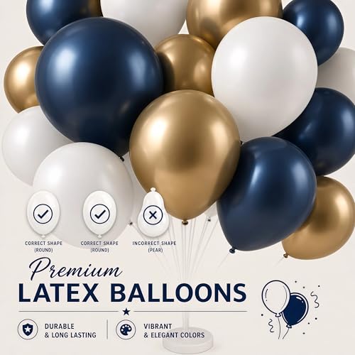Image of Balloon Column Kit for Floor- Set of 2,Balloon Columns with Stand, Base and Pole,Balloon Tower Backdrop Decoration for Wedding, Baby Shower, Birthday Party, or Bachelorette Parties (BLUE GOLD)