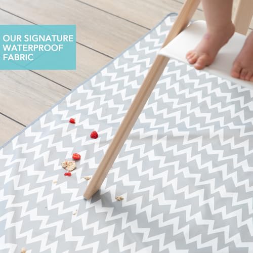 Bumkins Baby Splat Mat for Under High Chair, Babies Toddlers Eating Mess Mat, Waterproof Reusable Cloth for Arts and Crafts, Playtime Mat for Kids, Floors or Tables, Fabric 42inx42in, Gray Chevron by Bumkins - Image 3