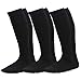 TeeHee Microfiber Compression Socks with Rib - Comfort, Soft, Relieve Leg Fatigue Knee High, Black, Medium