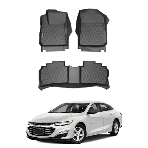 Compatible with Chevrolet Malibu 2022 – Custom Fit Floor Mats, 2-Row All-Weather TPE Car Mats Full Set – Waterproof, Odorless, Non-Slip, Easy to Clean, Durable Automotive Liners