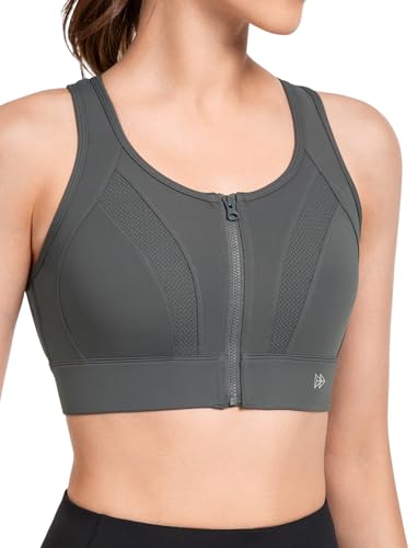 Yvette Front Zip Sports Bra for Women - High Impact Support - Image 2