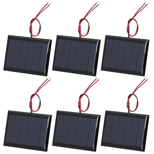 QWORK® 6 Stück Mikro-Mini-Solar-Panel-Zellen 3V 0.3W 80mA, 65x48mm 65x48mm with 15cm Kabel -Tragbares und effizientes Solar-Set für DIY-Projekte und Outdoor-Abenteuer