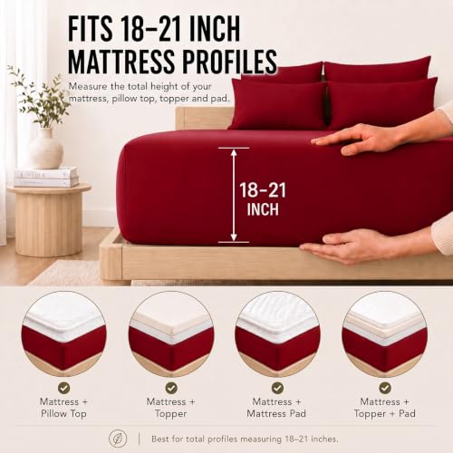 Image of CozyLux 6-Piece Cal King Sheet Set, Fits 18-21 Inch Mattresses, Oeko-TEX