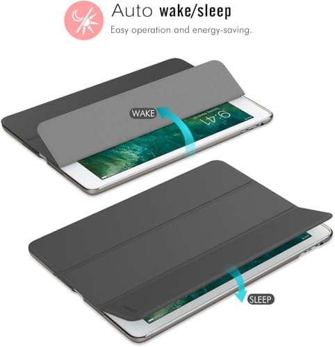 Image of MOCA Compatible Smart Flip Cover Case for iPad 9.7 inch 2017 2018 iPad 5th 6th Generation A1893 A1954 A1822 A1823 Smart Case Cover (Space Grey, iPad 9.7 inch 2017 /2018 Launched)