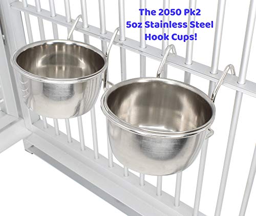 2050 Pk2 5oz Stainless Steel Hook Cup Bonka Bird Toys Durable Sturdy Reflective Liquid Water Budgie Parrot Parrotlet - Image 5