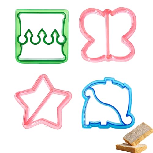 CONGGUAN Sandwich Cutters Set of 4 Cute and Colorful Sandwich and Bread Cutters for School Lunches Home Baking Crust Remover Sandwich Shapers Kids Meal Prep