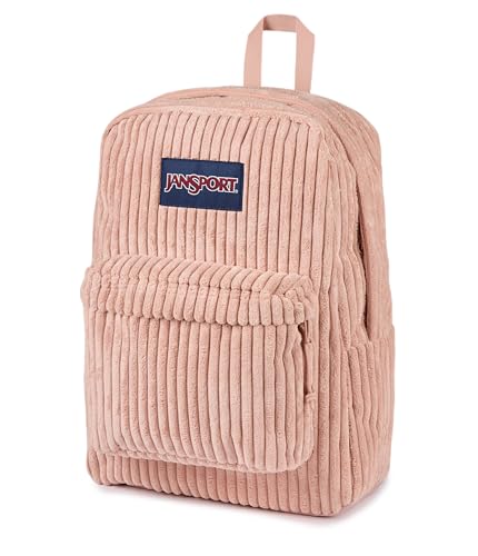 Image of JanSport Superbreak Plus FX Backpack - Work, Travel, or Laptop Bag with Water Bottle Pocket - Surreal Corduroy Misty Rose