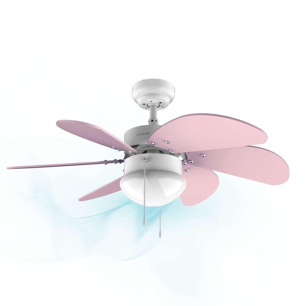 Cecotec Ventilador de techo EnergySilence 3600 Vision Purple. 50 W, Diámetro 92 cm, Lámpara, 3 Velocidades, 6 Aspas reversibles, Función Verano/Invierno, Interruptor de Cadena, Blanco/Lila