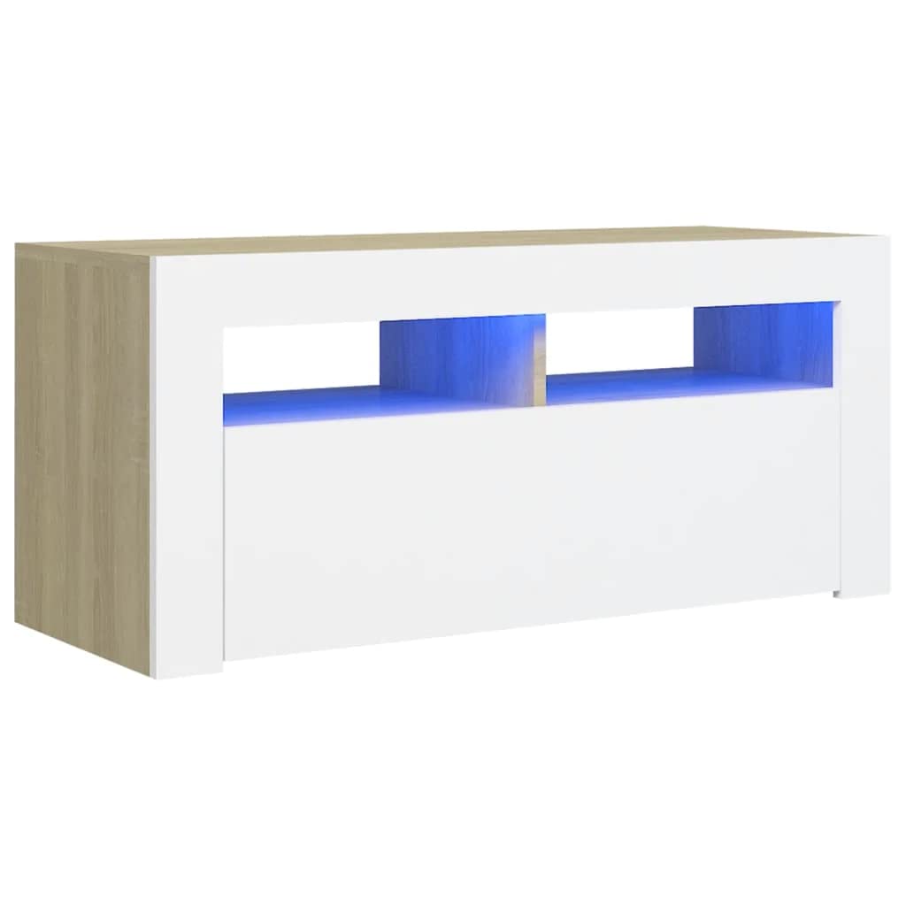 vidaXL Mobile Porta TV con Luci LED Grigio Cemento 90x35x40 cm