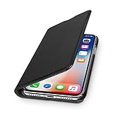 WIIUKA Echt Ledertasche - TRAVEL - für Apple iPhone XR mit Kartenfach, kabelloses Laden Qi, extra Dünn, Tasche Schwarz, Leder Hülle kompatibel mit iPhone XR