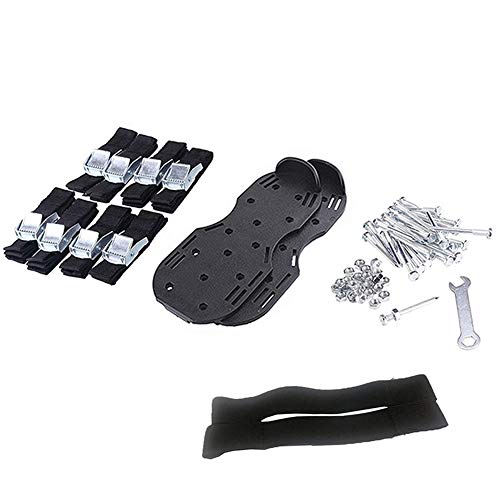 ZYJFP Aerator Shoes Spiked, Updated Stiffened Sole Design,4 Aluminum Alloy Buckled Lawn Spiked Aerating for Garden Soil,Black