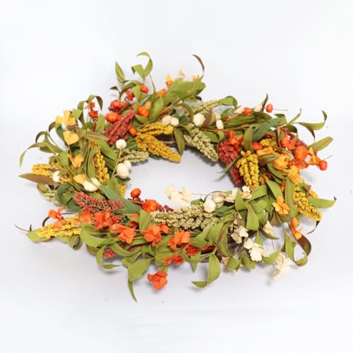 22 Inches Farmhouse Style Plastic Simulation Fall Wreaths for Daily Autumn - image 3
