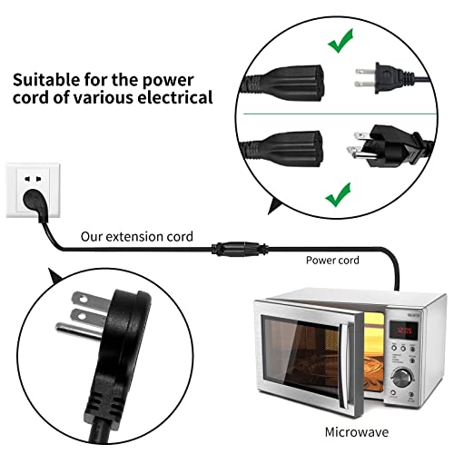 Image of Miady Flat Plug Extension Cord 1 Ft, 90 Degree Plug Adapter, 3 Prong Grounded Wire Short Flat Wall Power Cable Black ETL Listed (4-Pack, 13 Amp, 125 Volts, 1625 Watts)