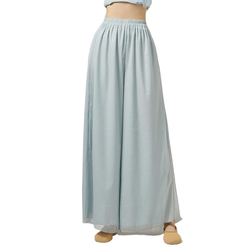 Pantalones de Baile Modernos de Pierna Ancha de Doble Capa for Mujer, Pantalones Sueltos fluidos de poliéster, Traje de Baile for Adultos