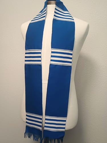 African Kente Graduation Choir Stole - Blue with White4