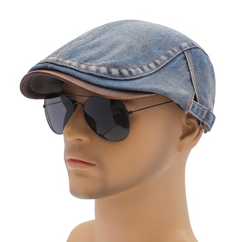 Image of ZLYC Men Cotton Flat Cap Summer Scally Ivy Gatsby Newsboy Beret Driver Cabbie Hunting Hat