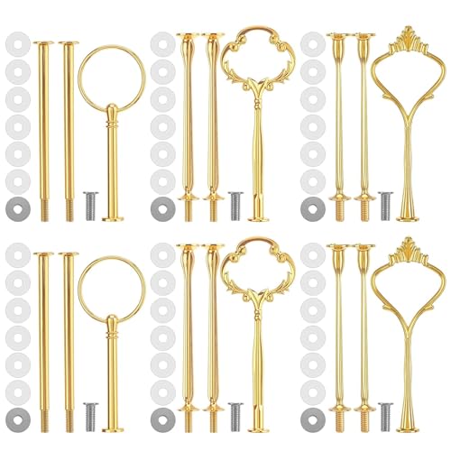 Plmmwd 6 Sets 3 Tier Cake Stand Hardware Kit - Tiered Tray Hardware Fittings Hardware Fittings Stacking Wedding for Cake Stand Wedding Party Gold
