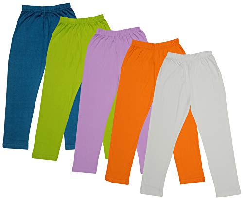 Image of IndiWeaves Girl's Regular Fit Cotton Capri Pants (71800-195196197198203-IW-P5-30 Cream, Orange, Purple, Green, Blue 10 Years-12 Years)