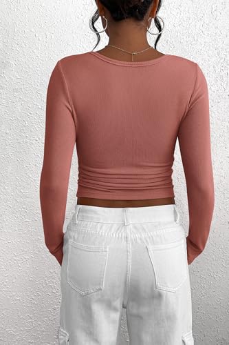 Image of PRETTYGARDEN Women's Fall Long Sleeve Henley T Shirts