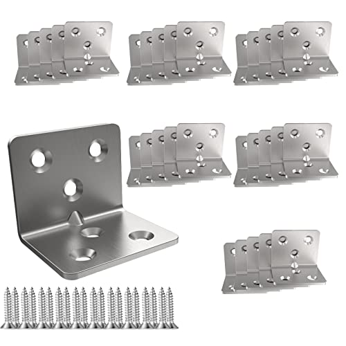 Image of Stainless Steel Corner Bracket,Joint Right Angle Bracket,L Shape Heavy Duty Metal Corner Brace Shelf Supporter for Wood Aufuga (30, 1.5x1.2x1.2)