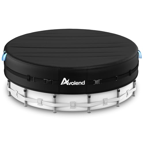 Avolend 21 Ft Round Pool Cover Heavy Duty 500D Solar Cover for Above Ground Pool Excellent Windproof with Reflective Handles & Luminous Ground Nails Cold and UV Resistant