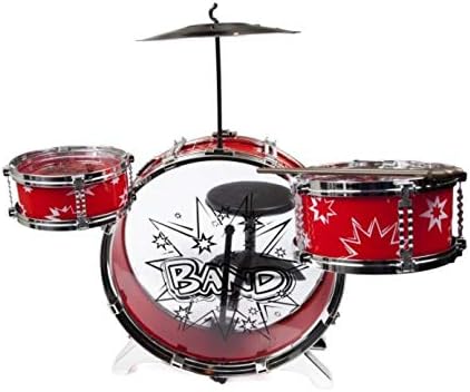 MeeYum Kids Rock n Roll Little Boys Band Drum Set with Stool (red)