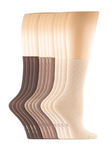 Felina Texture Mesh Roll Up Top Crew Socks 6-Pack3