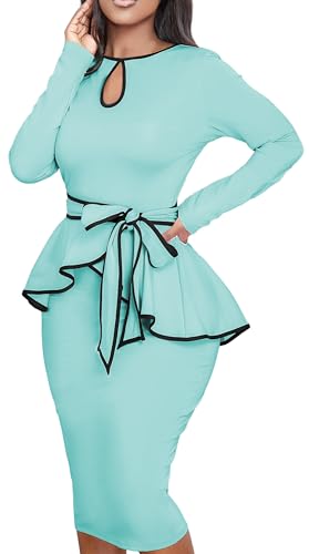 Image of Women's Bodycon Vintage Dresses Elegant Peplum Dresses for Women Business Work Office