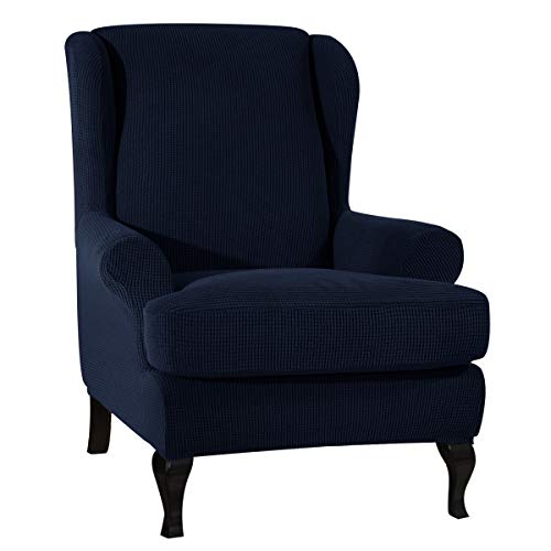 CHUN YI 2-Piece Stretch Jacquard Wing Chair Cover, Wing Back Wingback Armchair Chair
