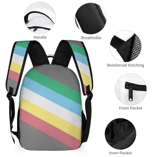 Backpack Bookbag Set Lgbt Pride Flag Disability Backpack with Lunch Bags and Makeup Bag Shoulder Bag with Lunch Box Storage Bags3