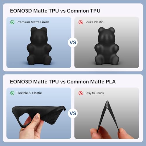 Image of TPU Filament Matte 95A 1.75mm, 1kg - Shore 95A Flexible & Durable TPU, Matte Black,Low-Gloss Matte Finish, Minimal Layer Lines, for Phone Cases, Wearables & Functional Parts