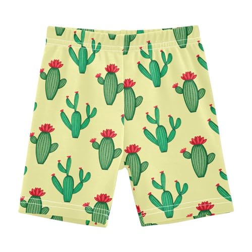 Cactus Plant Yellow Girls Bike Shorts Toddler Soft Cotton Cartwheel Under Dress Dance Shorts