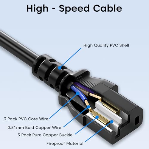 Image of Sounce 1.8M Power Cord Replacement Cable with India Plug and IEC Connector 3 Pin Heavy Duty Power Cable for Desktop PC Monitor Printer TV SMPS Projector Gaming Console and More Durable (Black)