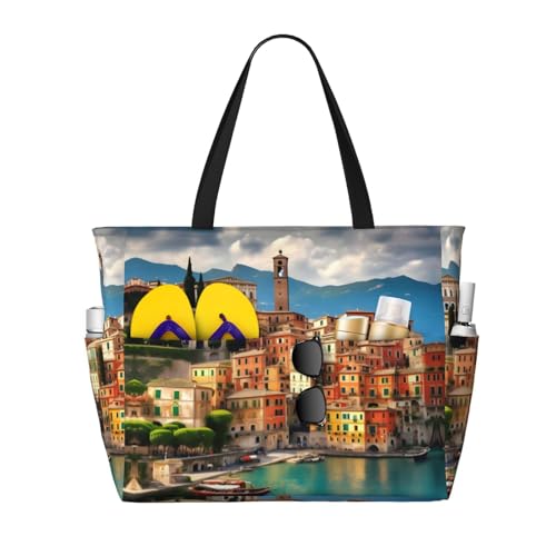 Sac à bandoulière imprimé italien pour s'évader avec un grand sac de plage d'été