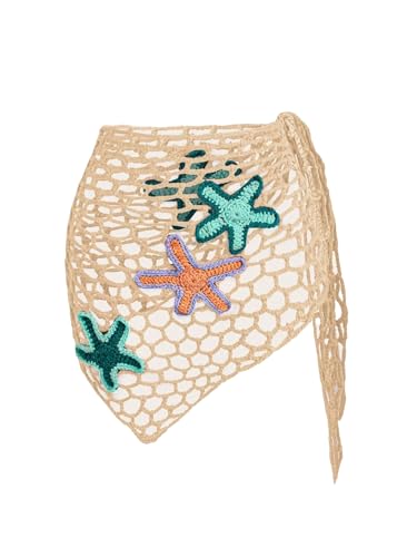 Image of ZAFUL Sarong Coverups for Women Beach Vacation Fishnet See Thru Tie Side Bathing Suit Cover Up Mini Skirt