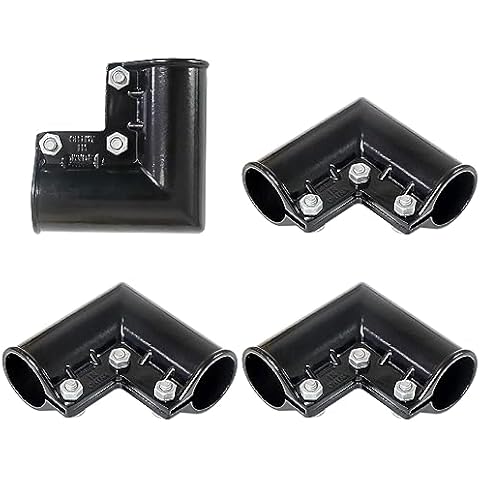 Aiwaiufu 4 Packs Black Chain Link Fence Gate Corners, Aluminum Gate Corner Suit 1 3/8" x 1 3/8" Outdoor Diameter Pipe, Pressed Gate Elbow with 90 Degree Angle Design Cover