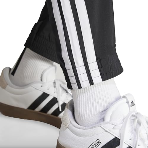 adidas Men's Essential Three Stripes Woven Pant, Black/White, M - Image 4