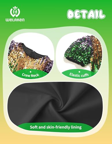 Image of WELAKEN Girls Ombre Sequin Dress Sparkly Fancy Short Puff Sleeves Gradient Party Dress