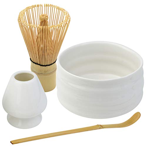 Bskifnn Japanese Tea Set-4PC Japanese Matcha Ceremony Accessory,Matcha Whisk,Whisk Holder,Bowl,Tea Spoon Perfect Set to Beginners