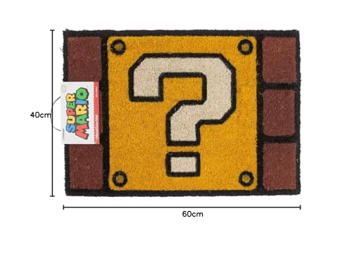 Super Mario Fußmatte (Mystery Block / Fragezeichenblock Design) Kokosfaser Türmatte 40x60cm - Offizielles Lizenzprodukt