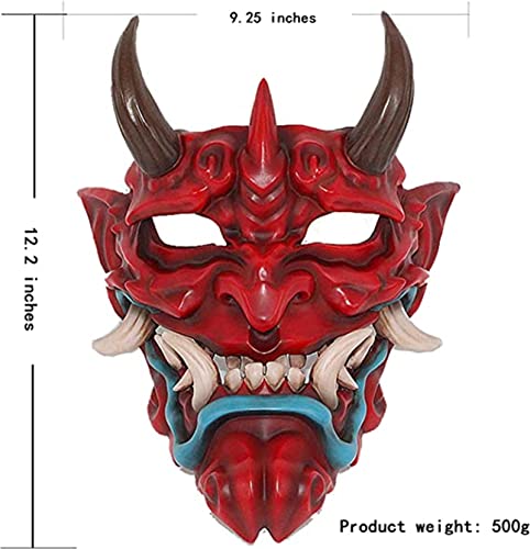 Máscara japonesa Hannya Halloween, máscara Prajna vermelha, máscara Samurai Oni, máscara fantasma de
