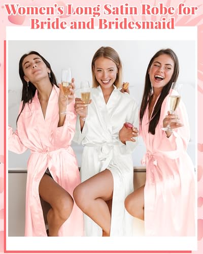 Image of Xtinmee 6 /12 Pcs Women's Long Satin Robes Full Length Sleepwear Silky Bath Robe Kimono Dressing for Wedding Birthday Party